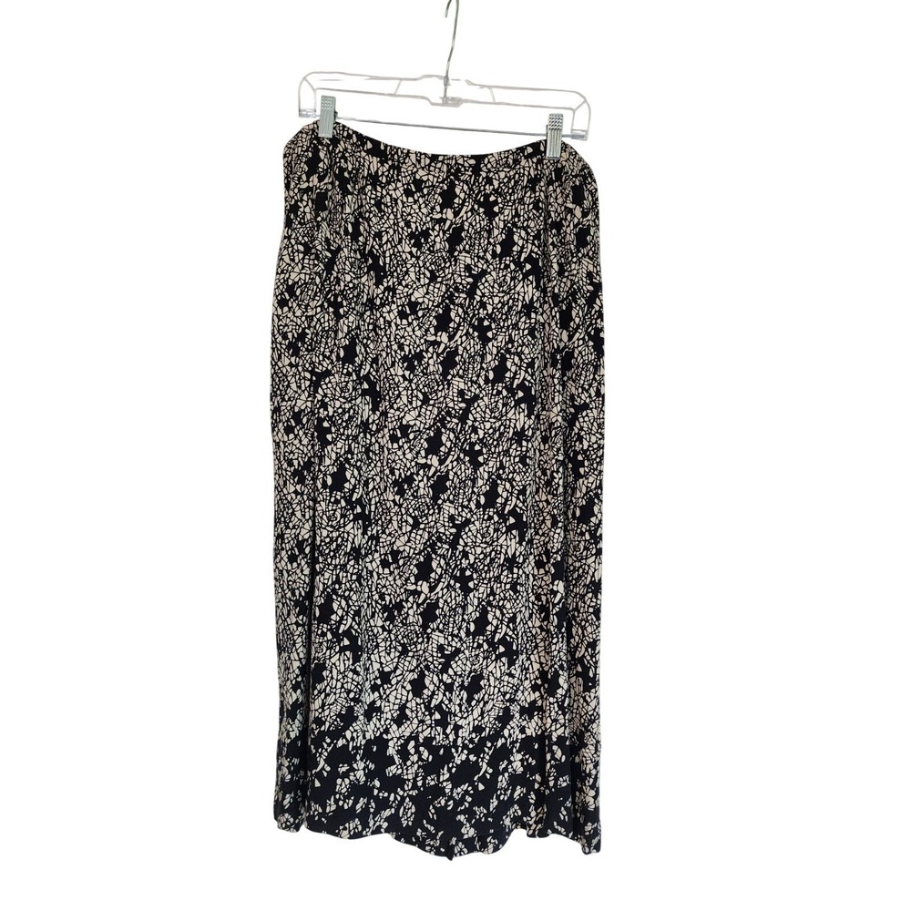 Christopher & Banks Black Ivory Abstract Print Long Rayon Skirt Womens 1X